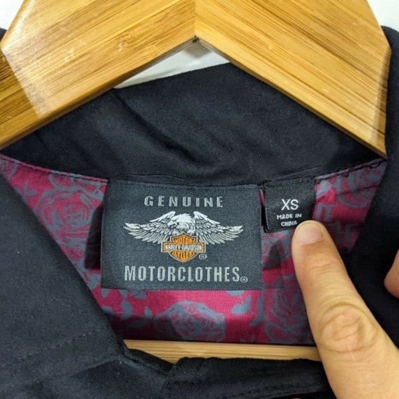 HARLEY DAVIDSON Women's Black Logo Asymmetrical Motorcycle Vest XS - Picture 8 of 8